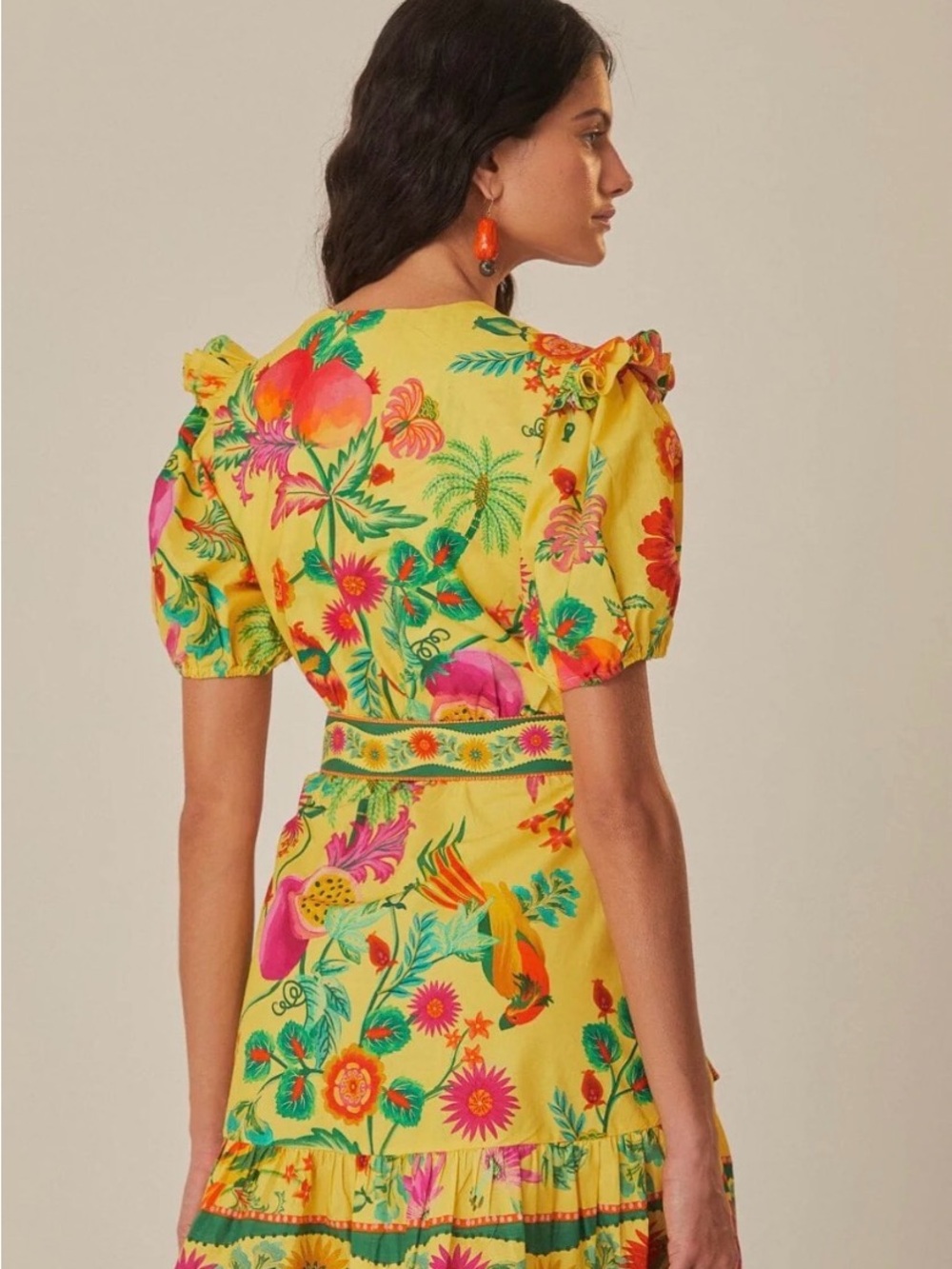 FARM Rio Yellow Delicate Fruit Garden Mini Dress - Picture 3 of 4